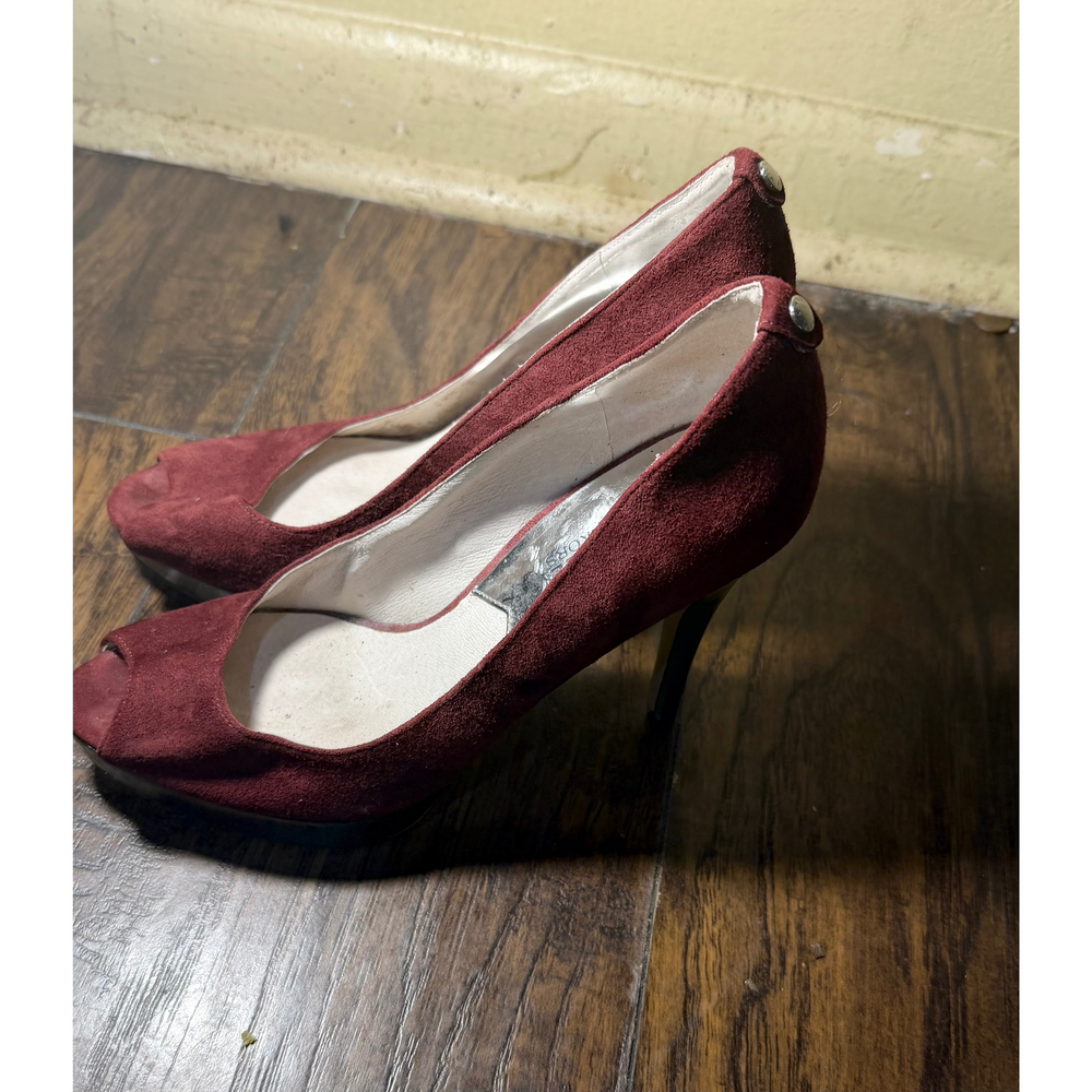 MICHAEL Michael Kors Red Suede Peep Toe High Heel Pumps - Picture 4 of 7